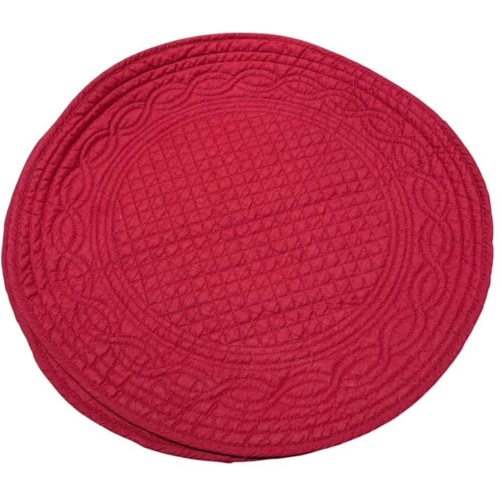 Ridgefield Home Red Round Placemats (8) 16" 100% Cotton w/100% Poly Fill